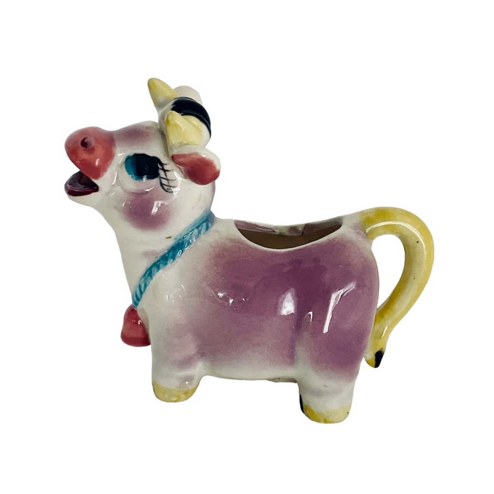 Vintage Japanese Cow Bull Creamer Kitsch Anthropomorphic ESD Japan Hand painted